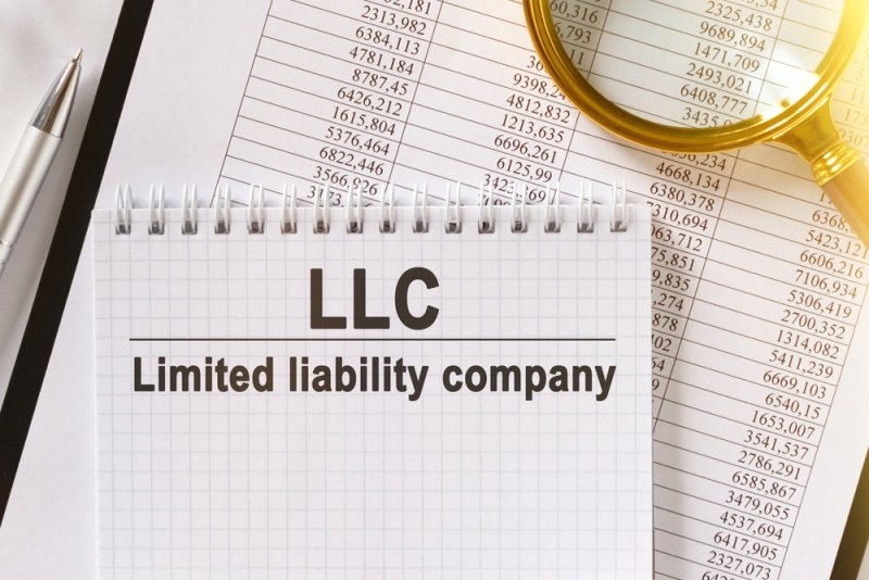 Text LLC and text Limited Liability company printed on a notepad