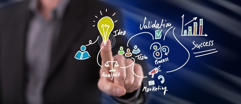 Man touching a business strategy concept
