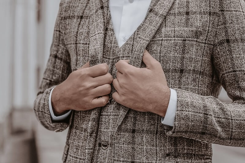 man wearing stylish blazer with white shirt