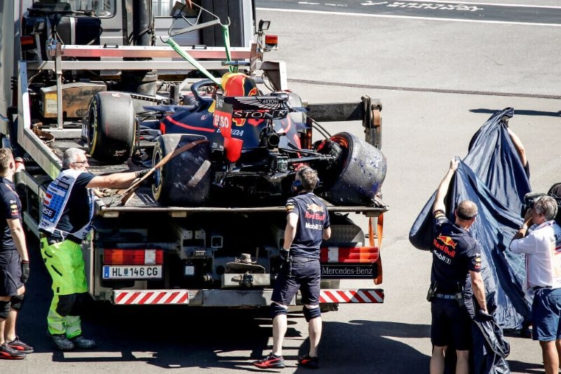 Grand Prix of Austria.F1 World Championship 2019. Max Verstappen, Red Bull, after crash.