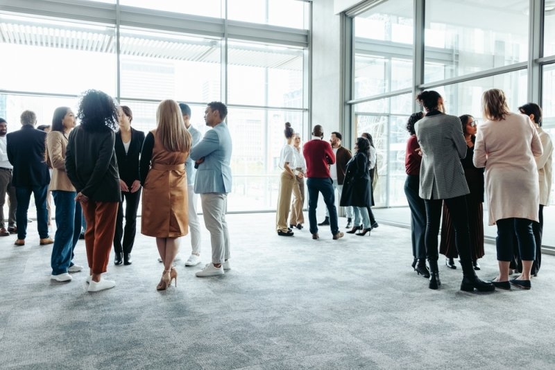 corporate professionals networking in a networking event