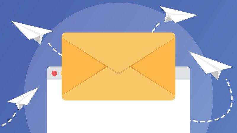 Email newsletter banner with envelope background indicating outreach automation