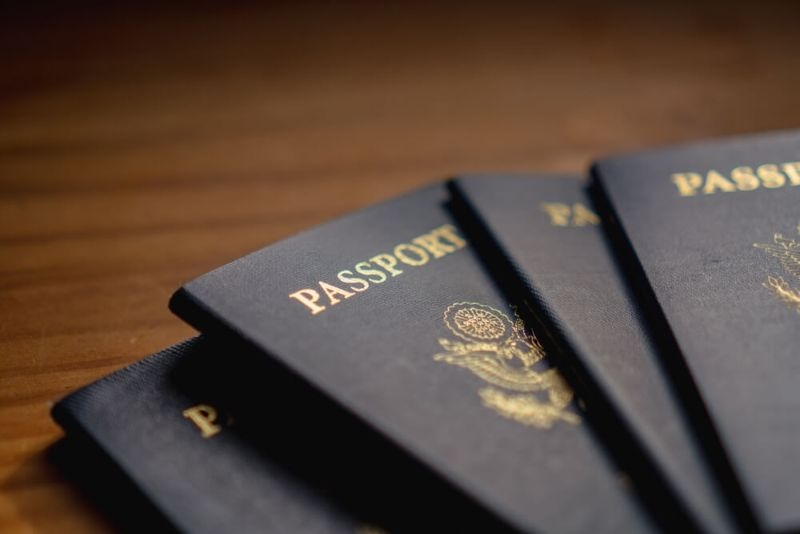 Passports on table