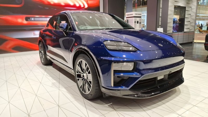 Porsche Macan EV on display at the Porsche dealership