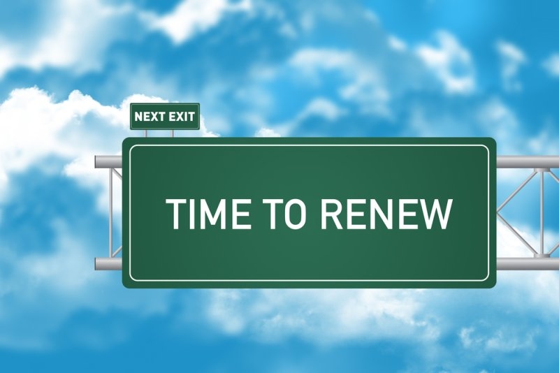 Road Sign Showing Time To Renew.