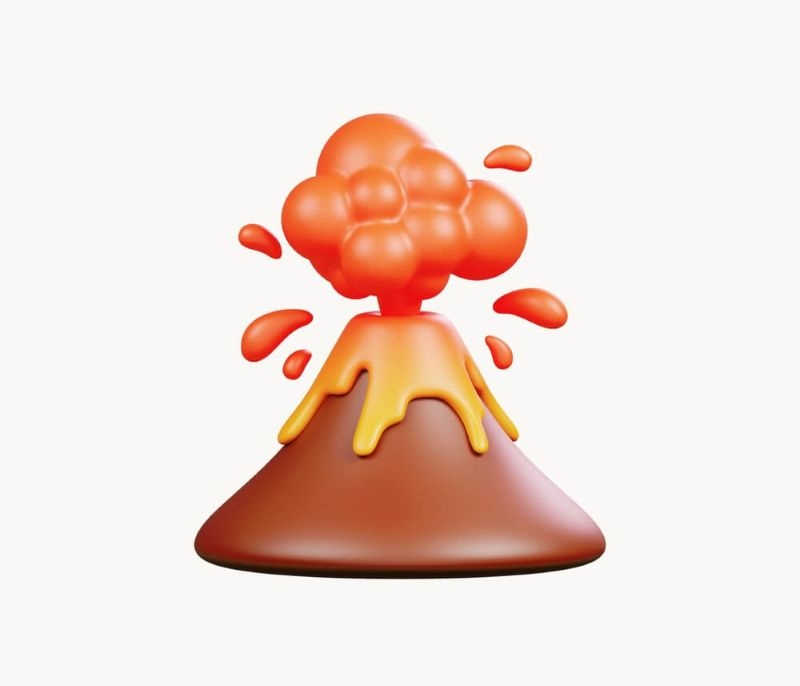 volcano eruption experiment 3d illustration