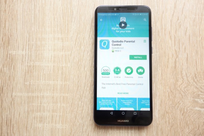 Qustodio Parental Control app on phone screen