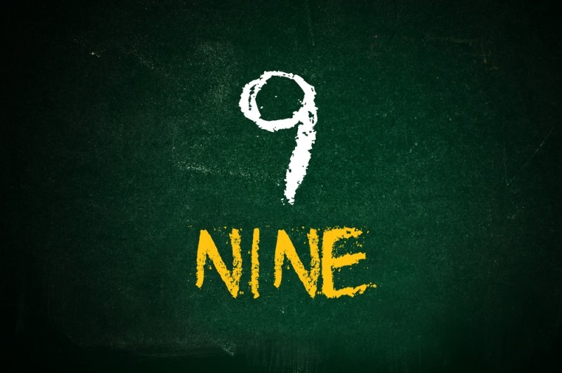 Text NINE with number 9 