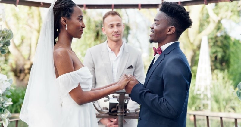happy couple getting married