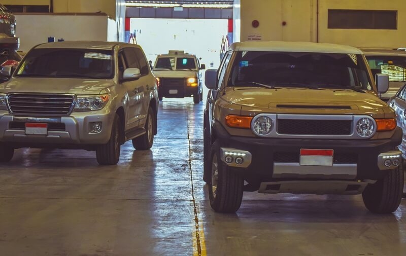 SUV cars in garage