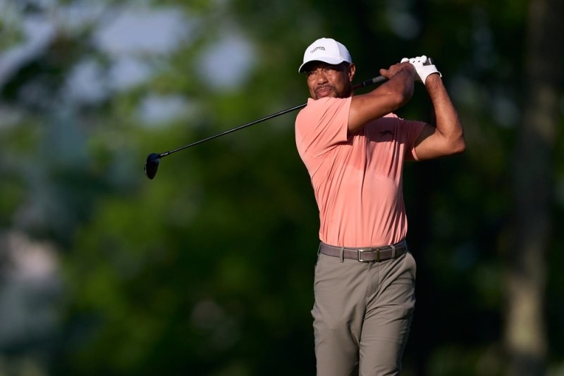 Tiger Woods of United States playing golf