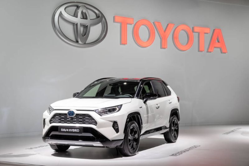 Toyota RAV4 Hybrid car showcased at the Paris Motor Show