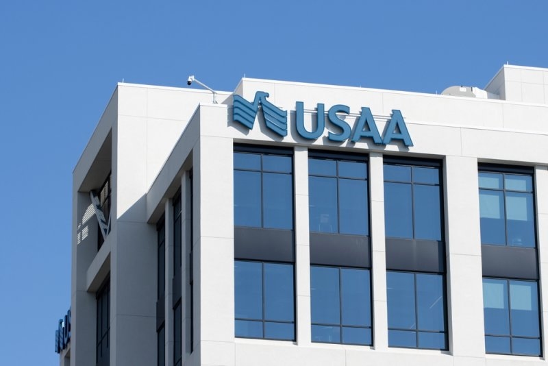 USAA logo is seen at its new office in Charlotte, North Carolina