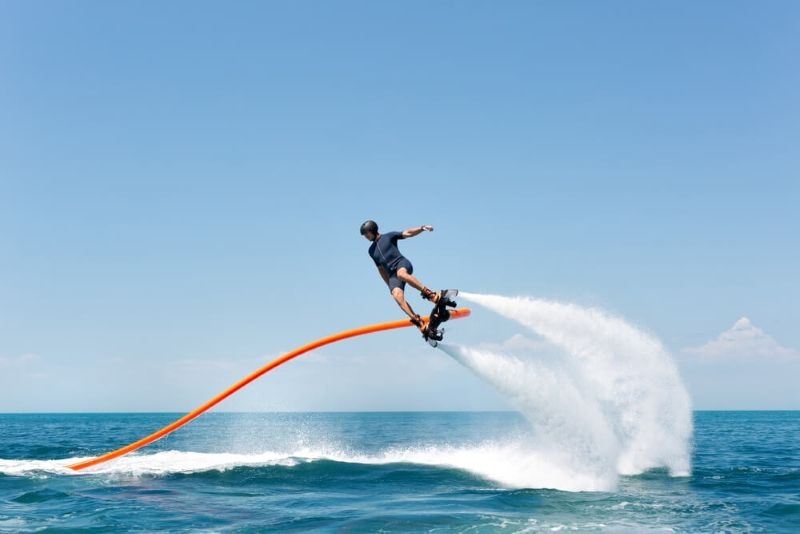 man on aquatic flyboard