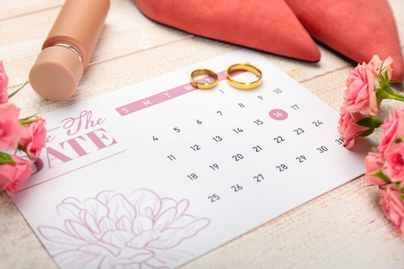 wedding calendar on table