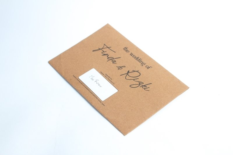 wedding invitation envelope made of cardboard paper, isolated on white background