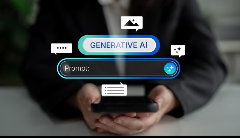 Smartphone interface featuring a generative AI prompt.