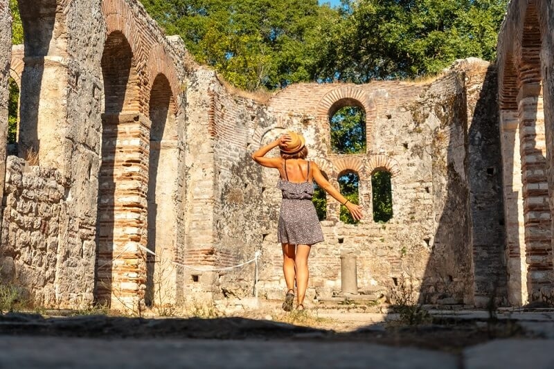 woman at archaelogical sites of butrint
