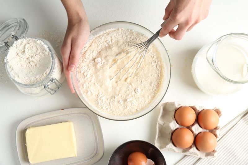 Woman making batter